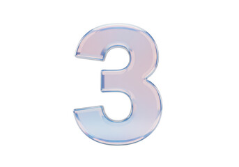 The number three in a 3d render isolated on transparent background