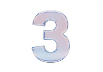 The number three in a 3d render isolated on transparent background