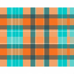 Vibrant Orange and Teal Tartan Plaid
