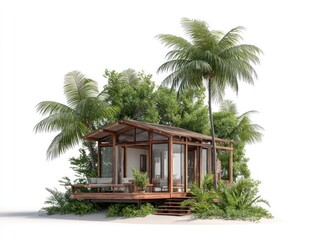 Fototapeta premium Tropical Beachfront Bungalow Getaway: Luxurious Island Escape