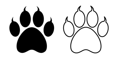 Vector illustration of Animal Paw Print icon set isolated on transparent background © NAVIN