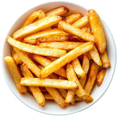 Crispy Golden French Fries in White Bowl Ready to Serve as a Delicious Snack or Side Dish