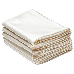 Soft and Smooth Stacked White Cotton Sheets for Bed with Wrinkles and Creases Visible in Fabric Texture