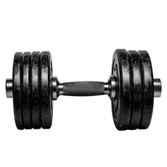 Fototapeta premium Classic Black Dumbbell Isolated on White Background for Fitness and Exercise Promotion