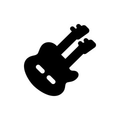 Illustration of a double neck guitar with a black silhouette and a white background showcasing musical instrument
