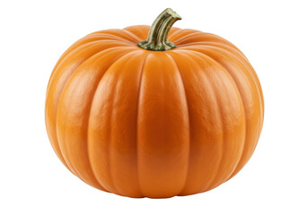 A single, ripe orange pumpkin isolated on a transparent background, perfect for autumn and halloween themes