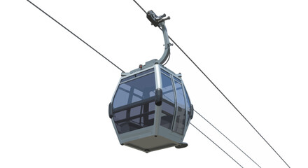 Obraz premium Cable Car on White, Transportation System for Skiing and Sightseeing
