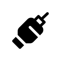 Illustration of a black audio jack with a cylindrical body and a rectangular connector on a white background