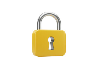 Naklejka premium Yellow padlock isolated on transparent background, symbolizing security and protection