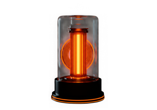 Vintage edison bulb lamp with orange glow isolated on transparent background