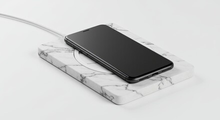 Smartphone on Marble Charging Pad