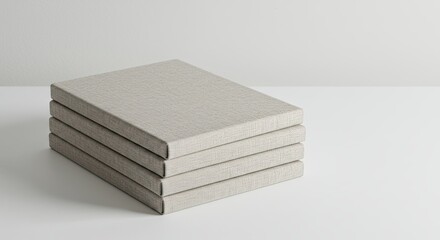 Stacked Fabric-Covered Books on White Surface