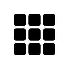 Illustration of a grid pattern consisting of nine black rounded squares arranged in a three by three array