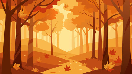 autumn leaves forest sunlight golden mist trees