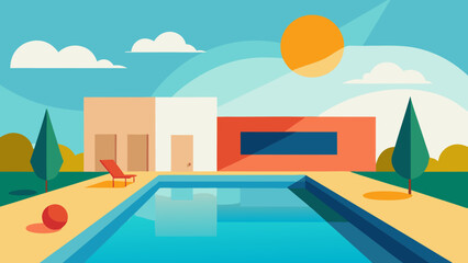 modern backyard pool sunlight