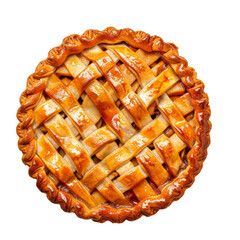 Classic Apple Pie with Lattice Crust on Transparent Background Tasty Dessert