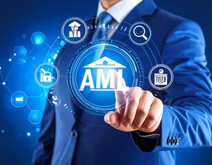 Businessperson interacts with a digital AML interface