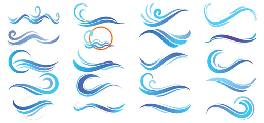 Ocean wave logo set With PNG