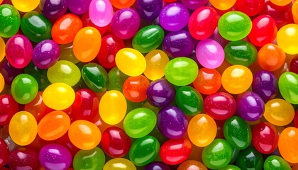 Colorful, oval-shaped candies