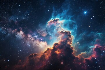 Fototapeta premium High definition star field, colorful night sky space. Nebula and galaxies in space. Astronomy concept background