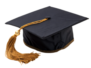 Gold tassel grad cap on clear bg