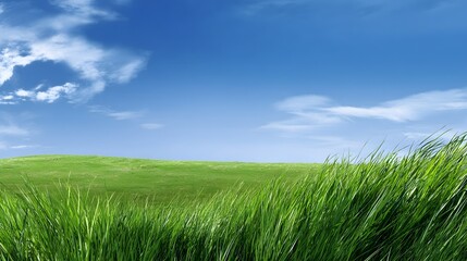 Fototapeta premium Green lawn and blue sky image