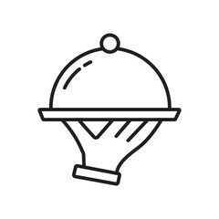 Covered food platter with gloved hand is great for restaurant menus, catering services, fine dining promotions, culinary blogs.