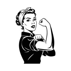 illustration of a strong woman flexing her bicep in the iconic "Rosie the Riveter" pose with a bandana