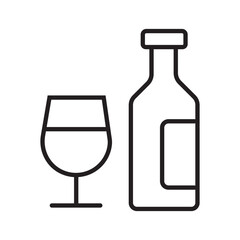 Minimalist wine glass and bottle outline ideal for winethemed designs, bar menus, wine tasting event announcements, and beverage packaging.