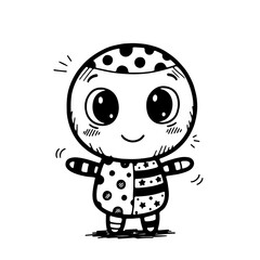 Smiling Cartoon Kid in Patterned Outfit