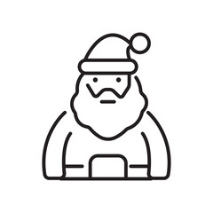Black line art santa claus icon perfect for christmas cards, decorations, websites, and social media posts with a festive theme.