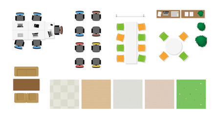 オフィス俯瞰イラスト パーツ