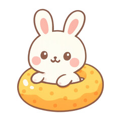 PNG Cute bunny in donut floatie.