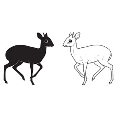 Dik-dik Form Duo - Digital Ready - Scalable Design - Dik-dik silhouette - Dik-dik lineart - Dik-dik vector - silhouette & lineart of Dik-dik

