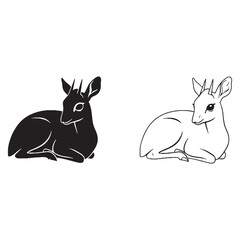 The Dik-dik Body Outline Package - Silent Feeder - Thin Legs - Dik-dik silhouette - Dik-dik lineart - Dik-dik vector - silhouette & lineart of Dik-dik

