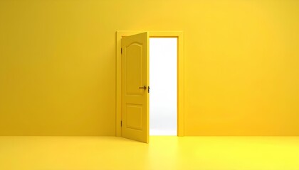 open yellow door on a yellow wall