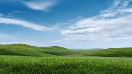 Obraz premium Green lawn and blue sky image