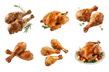 Roasted Chicken Pieces On Transparent Background Delicious Poultry Meat