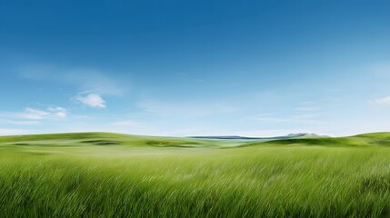 Obraz premium Green lawn and blue sky image