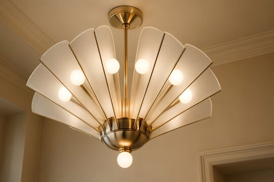 Elegant chandelier illuminating room with warm light