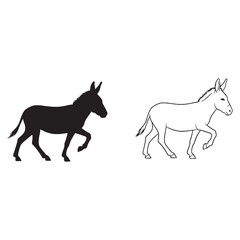Donkey Features Render - Friendly Attitude - Long Snout - Donkey silhouette - Donkey lineart - Donkey vector - vector set of Donkey

