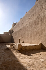 Morocco, the large walls of ksar fortified village near Rissani - Ksar Ouled Abdelhalim, Erg Chebbi Sahara desert, North Africa
