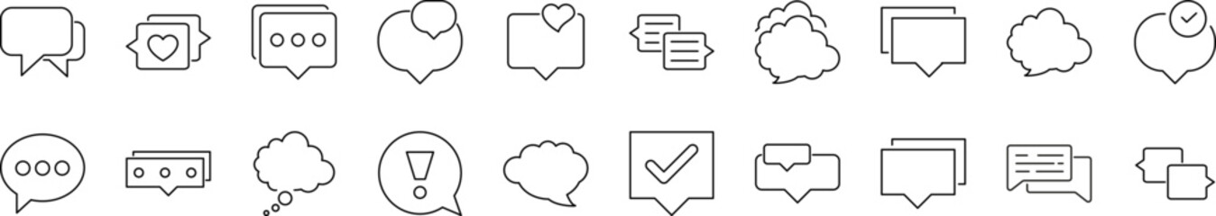 Speech Bubble Outline Picture Collection. Editable Stroke. Perfect for Graphics, Designs, Books, Adverts, Apps