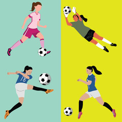 Dynamic football player character set with action poses