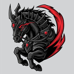 vector Black war horse mascot logo