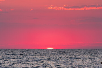 Beautiful red and orange sunrise over the sea.