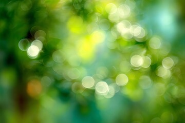 Obraz premium Luminous Greenery Abstract Backdrop with Soft Sunbeam Gleam and Bokeh Light Effect for Photography