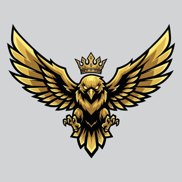logo vector golden eagle with crown