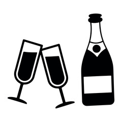 champagne bottle and glass