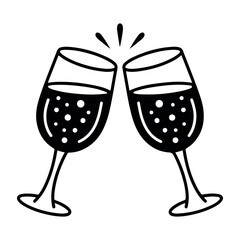 two glasses of champagne vector